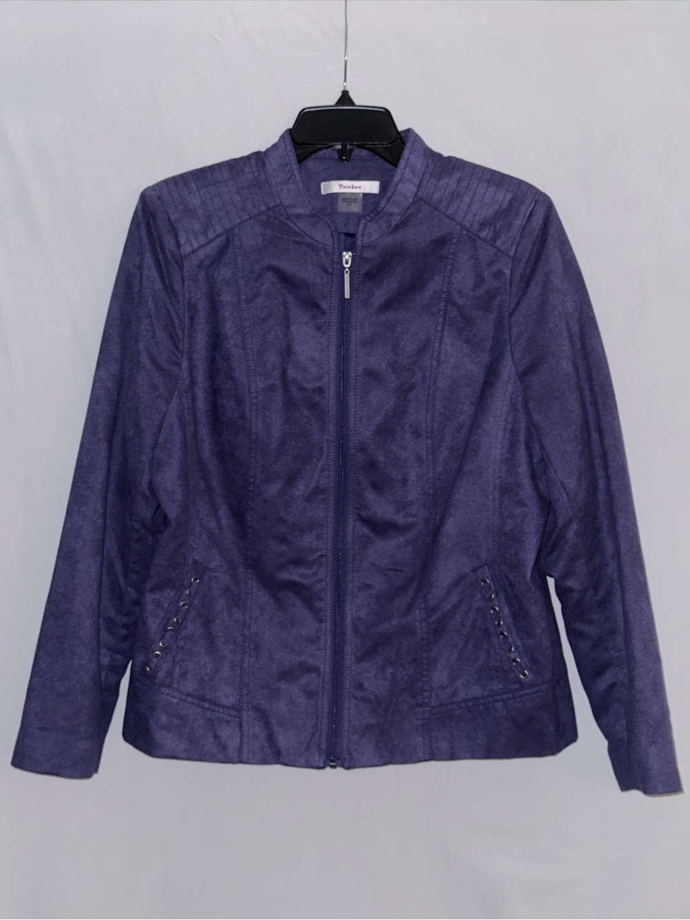 TanJay Purple Faux-Leather Zip Front Jacket Size 14